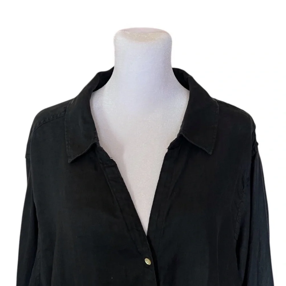 Sigrid Olsen Black Linen Button Shirt Size 3X - Picture 5 of 8